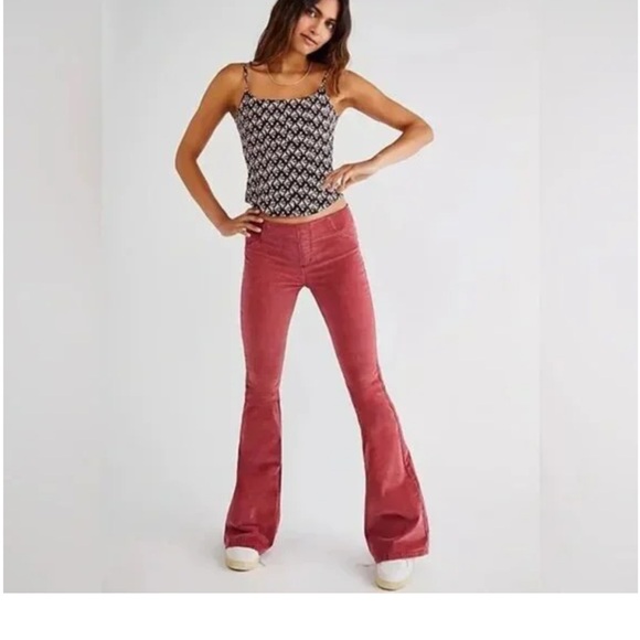 Pink We the Free Bottoms Penny Pull Up Flare Courderoys - Picture 9 of 9